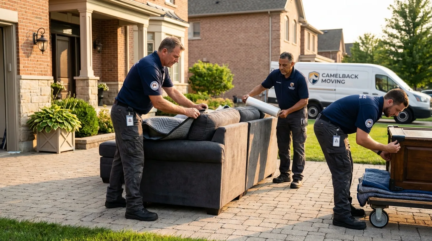 Large estate moving crew wrapping furniture in Orem, UT