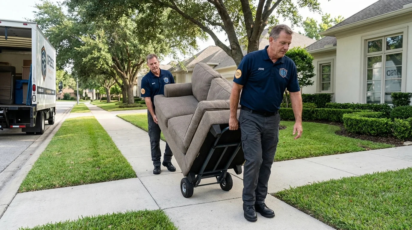 Local residential moving crew loading furniture in Orem, UT